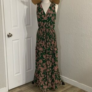 #342 Floral Green and Pink Maxi Dress